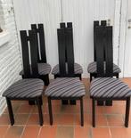 6 vintage design stoelen, Huis en Inrichting, Stoelen, Ophalen, Gebruikt, Zwart, Hout