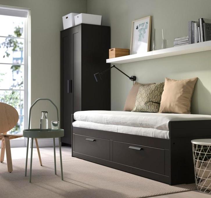 Bedbank in zwart 80 x 200, Huis en Inrichting, Slaapkamer | Slaapbanken, Zwart, Ophalen