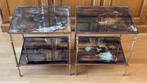 2 bijzettafels met verouderde glazen bladen, Huis en Inrichting, Ophalen, Minder dan 50 cm, 50 tot 75 cm, Minder dan 50 cm