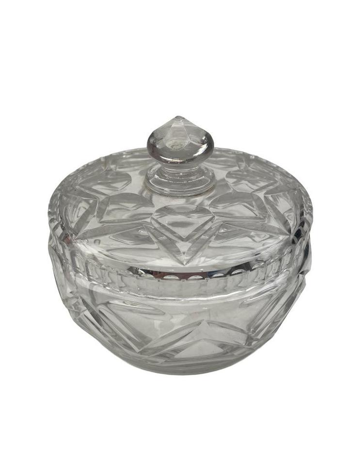 Kristallen snoepdoos - Niet gesigneerd - Kleine chip aan de, Antiek en Kunst, Antiek | Glaswerk en Kristal, Ophalen of Verzenden