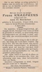 Oorlogsslachtoffer 40-45  Frans Knaepkens St Lenaarts, Ophalen of Verzenden