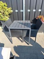 Tuintafel met 2 stoelen zwarte wicker, Jardin & Terrasse, Tables de jardin, Enlèvement, Comme neuf, Osier