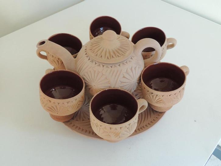 Terracotta servies Tunesië, Huis en Inrichting, Keuken | Servies, Zo goed als nieuw, Overige typen, Overige stijlen, Aardewerk