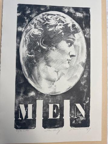 Gesigneerde lithografie “Men Only” – oplage 41/90 – 1995 beschikbaar voor biedingen