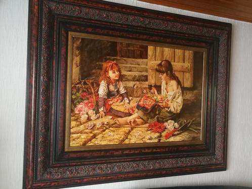 Kunstschilder Gaston Quidousse bloemenmeisje, Antiek en Kunst, Kunst | Schilderijen | Klassiek, Ophalen of Verzenden