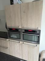 Moderne Houtkleur/Witte Eilandkeuken +AEG GEDEMONTEERD, Wit, Overige typen, Ophalen of Verzenden, Zo goed als nieuw