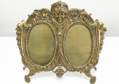 Dubbel antiek fotolijst in brons en messing [1743], Antiek en Kunst, Antiek | Brons en Koper, Brons, Ophalen of Verzenden
