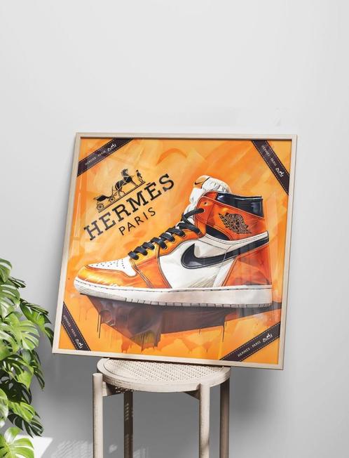 Uniek XXL Glasschilderij | Nike Jordan x HERMES - 6 sizes, Huis en Inrichting, Woonaccessoires | Schilderijen, Tekeningen en Foto's