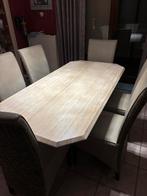 À vendre table à manger en travertin avec six chaises., Enlèvement, Utilisé