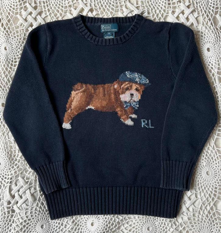 Ralph Lauren gebreide trui knit beer bear hond 6 jaar (116), Kinderen en Baby's, Kinderkleding | Maat 104, Zo goed als nieuw, Ophalen of Verzenden