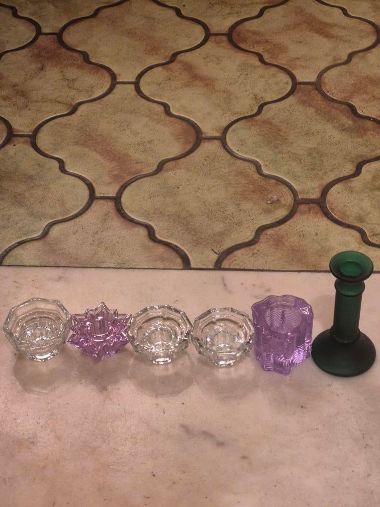 Lot de 6 portes bougies en verres en parfait état., Antiquités & Art, Antiquités | Bougeoirs, Verre, Enlèvement