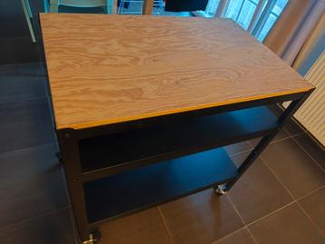 Roltafel, zwart/grenen triplex, 85x55 cm  beschikbaar voor biedingen