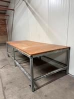 Grote Industriële Werktafel-4x2m-Stalen Frame met Wielen, Ophalen, Zo goed als nieuw