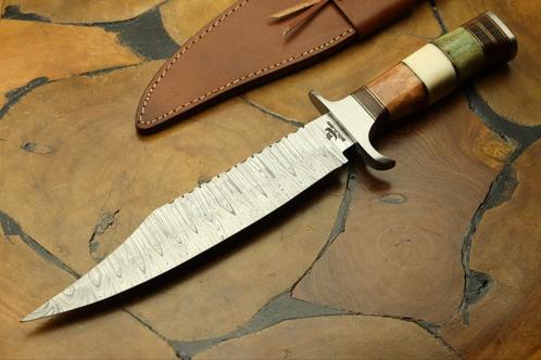 Bowie Knife couteau damassé couteau de chasse fait à la main, Collections, Objets militaires | Général, Enlèvement ou Envoi