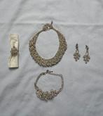 Superbe parure de bijoux ornée de pierres, portée une fois, Enlèvement ou Envoi, Avec pendentif, Comme neuf, Argent
