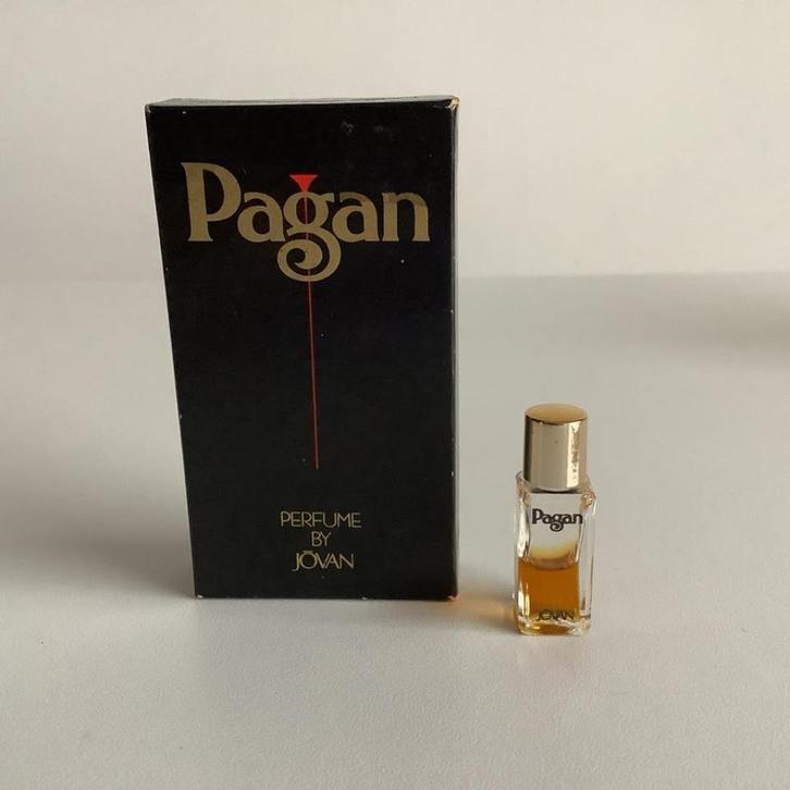 Flacon de parfum miniature vintage Pagan de Joval, Collections, Parfums, Utilisé, Miniature, Plein, Enlèvement ou Envoi