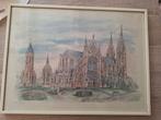 Pentekening Oostende, Antiek en Kunst, Kunst | Tekeningen en Fotografie, Ophalen of Verzenden