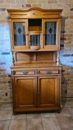 Antieke buffetkast met glas in lood raam, Huis en Inrichting, Kasten | Buffetkasten, Ophalen, Gebruikt, Glas