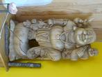 Massief groot en zwaar houten Boeddhabeeld, Comme neuf, Enlèvement