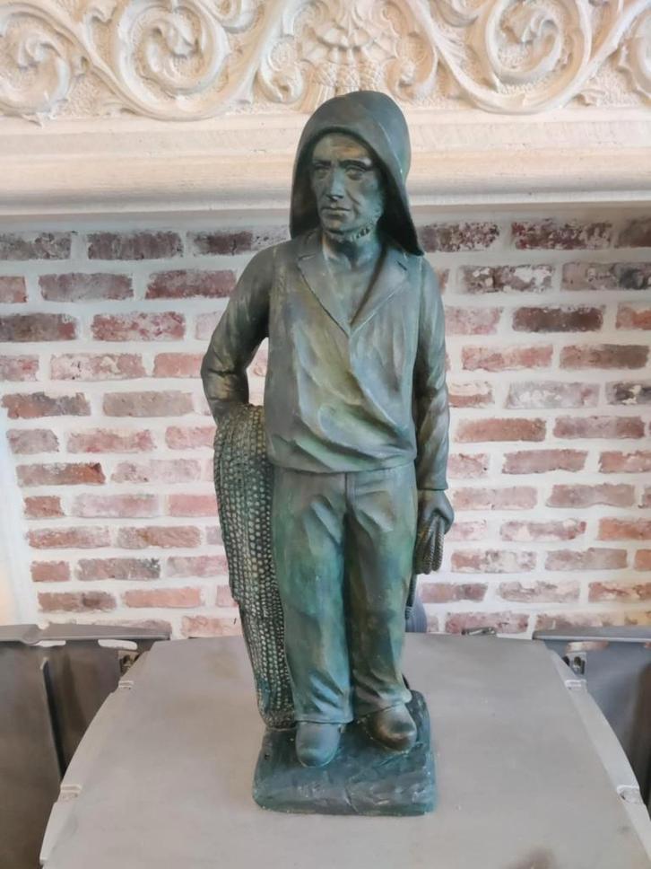 Beeld visser met netten van G. Carli, Antiek en Kunst, Kunst | Beelden en Houtsnijwerken, Ophalen of Verzenden