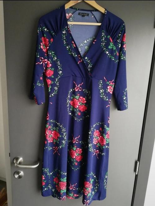 Retro jurk van King Louie - Maat L, Kleding | Dames, Jurken, Gedragen, Maat 42/44 (L), Blauw, Onder de knie, Ophalen of Verzenden