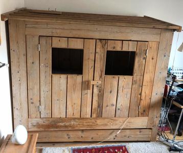 Boomhut huisje bedstee Steigerhout lade uitschuifbed  beschikbaar voor biedingen
