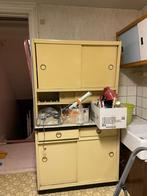 Retro vintage buffetkast keukenkast mid century formica geel, Ophalen, Gebruikt, 150 tot 200 cm