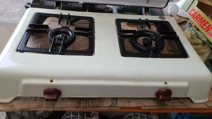 Gasvuur Gastel 2 pits Gietijzer met Emaille FOBRUX uit 1947, Antiek en Kunst, Antiek | Keukengerei, Ophalen