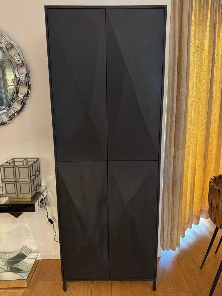 NIEUWE Zwarte 4-deurs gesloten KAST OAK van PTMD, Huis en Inrichting, Woonaccessoires | Overige, Nieuw, Ophalen