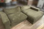 BOBOCHIC LEONARD compacte vaste hoekbank, Huis en Inrichting, Ophalen, Velours côtelé vert, Hoekbank, Zo goed als nieuw