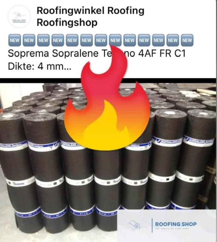 HERFST ACTIE !!Soprema Sopralene Techno 4AF C1 FR, Doe-het-zelf en Bouw, Dakpannen en Dakbedekking, Nieuw, Dakleer, Kunststof