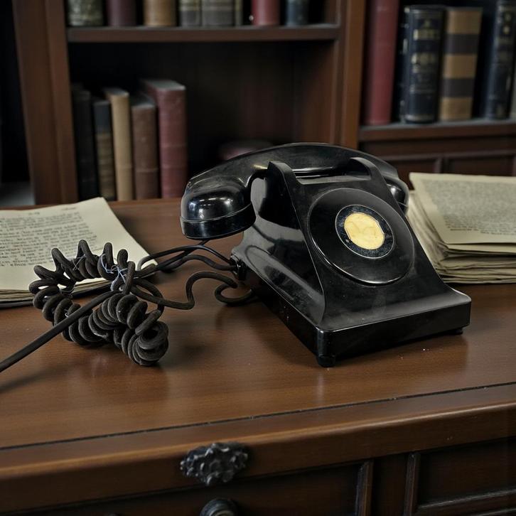 Vintage bakelieten telefoon zonder draaischijf, Telecommunicatie, Vaste telefoons | Niet Draadloos, Gebruikt, Bakeliet, Ophalen of Verzenden