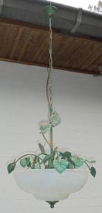 Vintage koperen kroonluchter, Huis en Inrichting, Lampen | Kroonluchters, Ophalen, Zo goed als nieuw, Glas, Vintage