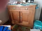 Commode bois brun et plateau marbre blanc, Gebruikt, 1 of 2 laden, 50 tot 100 cm, Minder dan 100 cm