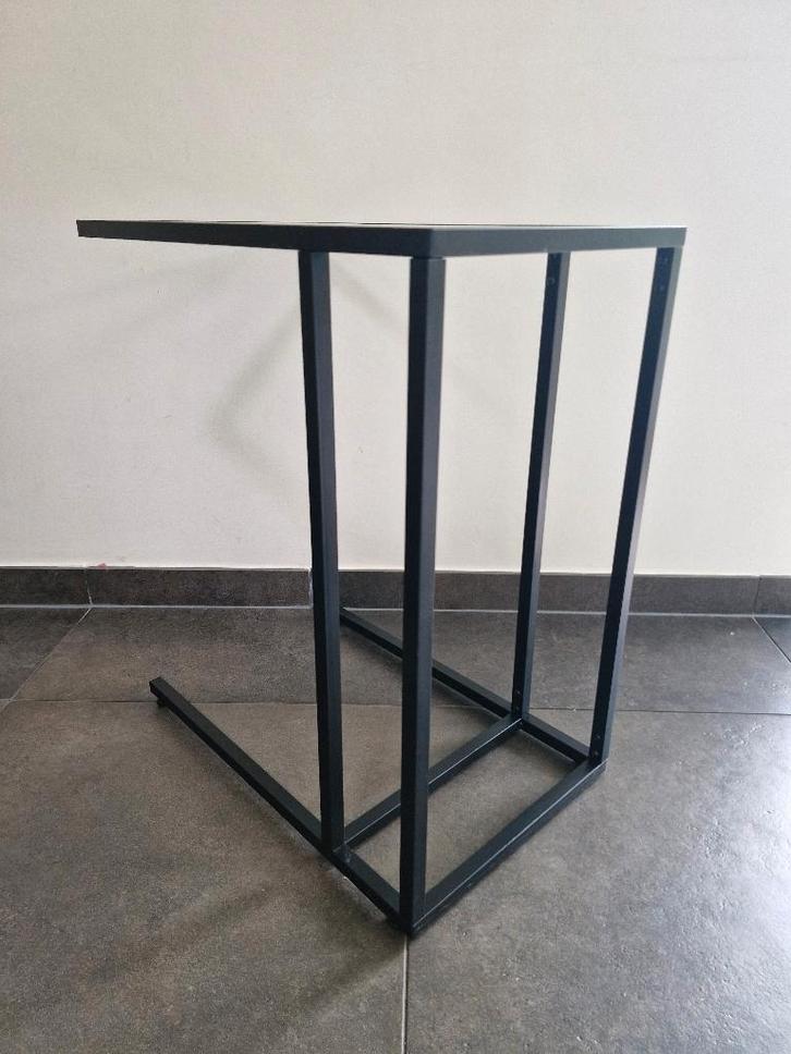 bijzettafel, Huis en Inrichting, Tafels | Bijzettafels, Gebruikt, Rechthoekig, 60 cm of meer, 55 tot 75 cm, Glas, Ophalen