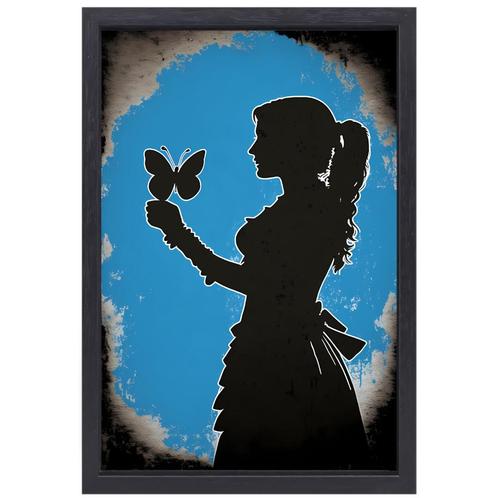 Toile papillon femme Banksy + cadre à pâtisserie 50x70cm, Antiquités & Art, Art | Peinture | Moderne, Envoi