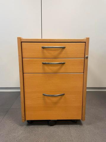 houten bureau ladekastje op wieltjes GRATIS, Ophalen, Gebruikt