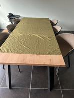 Houte tafel met zwarte poten en kuipstoelen, Huis en Inrichting, Tafels | Eettafels, Ophalen, Gebruikt, Eikenhout, 200 cm of meer