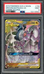 Arceus & Dialga & Palkia GX PSA 9 - 156/236 - Cosmic Eclipse, Ophalen of Verzenden, Zo goed als nieuw, Losse kaart