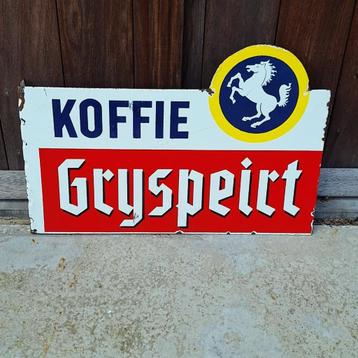 Tof dubbelzijdig emaille reclamebord voor KOFFIE Gryspeirt. beschikbaar voor biedingen