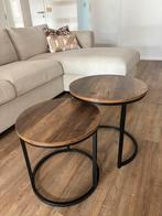Lot de 2 tables basses gigognes bois & métal, Ophalen of Verzenden, Zo goed als nieuw, Metaal