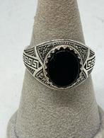 Zilveren Ring met Onyx - Heren, Handtassen en Accessoires, Ringen, Overige kleuren, 20 of groter, Heer, Nieuw