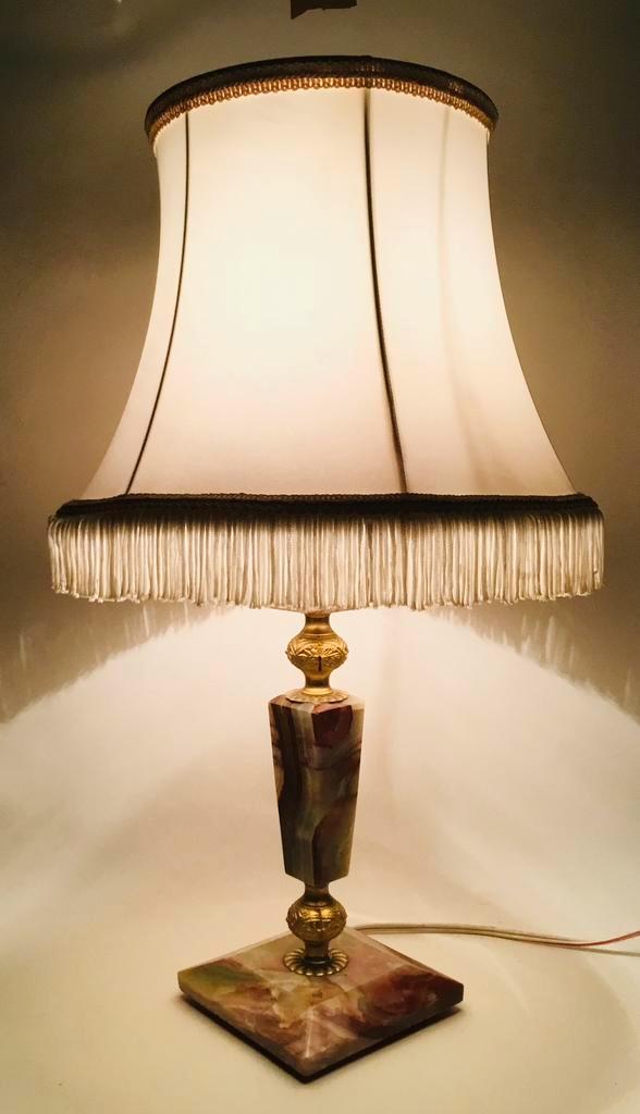 Vintage design grote sfeer tafellamp marmer / onyx + messing, Antiek en Kunst, Antiek | Verlichting, Verzenden