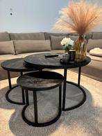 Moderne zwarte salontafelset – 3-delig, Huis en Inrichting, Ophalen, Zo goed als nieuw, Eikenhout