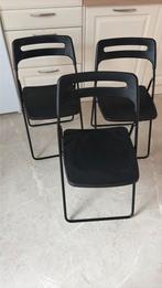3 zwarte plooistoelen, Huis en Inrichting, Ophalen, Zo goed als nieuw