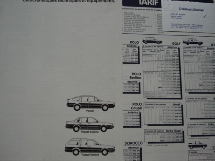 Volkswagen Passat spécifications gamme prix '85 Brochure LOT, Livres, Autos | Brochures & Magazines, Utilisé, Volkswagen, Envoi