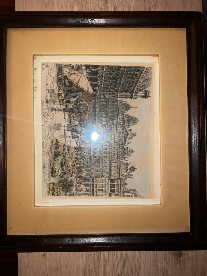 handgekleurde ets “Bruxelles, Grande Place” – Neaudan – 9/25, Antiek en Kunst, Kunst | Tekeningen en Fotografie, Ophalen