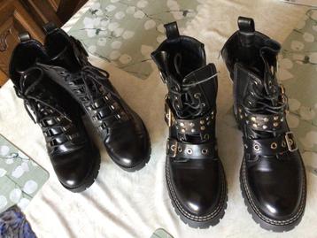 2 paar dames bottines lederen schoenen maat 38 beschikbaar voor biedingen