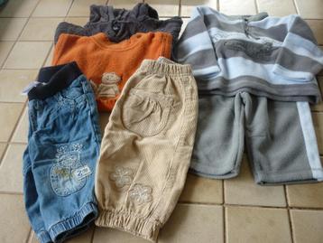 2x broek 2x pull 1x fleece jogging maat 68(5 euro) disponible aux enchères