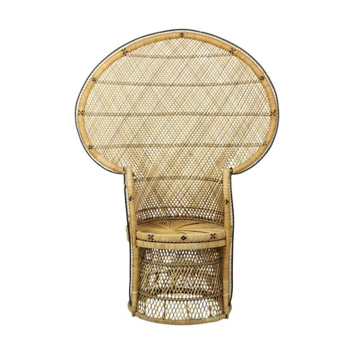 Grote Pauwstoel Rotan Emanuelle Stoel XL Boho Stijl 149cm, Maison & Meubles, Chaises, Utilisé, Une, Osier ou Rotin, Brun, Enlèvement